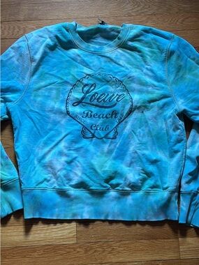 Loewe Tie-Dye Crewneck Sweatshirt in Aqua and Seafoam